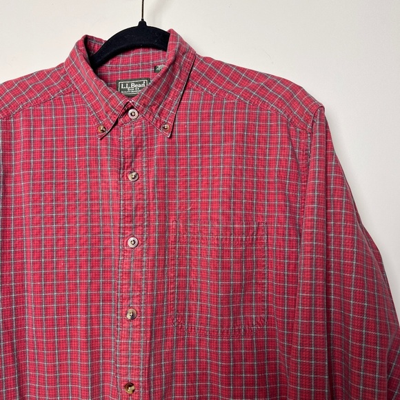 LL Bean Green Tag Red Plaid Button Down Long Sleeve Shirt Men’s Medium - Picture 1 of 8